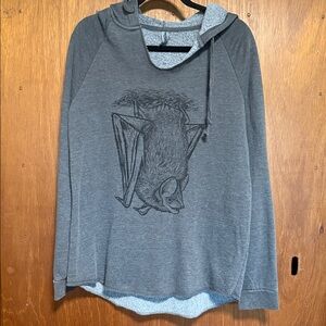 Gray Bat Graphic Hooded Sweatshirt